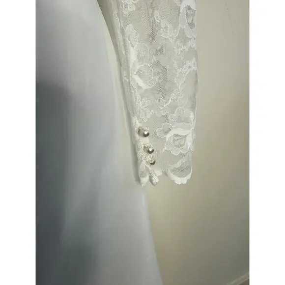 Vintage Lace Long Sleeve Wedding Dress A-Line Bridal Gown - Picture 7 of 16